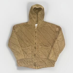 Urban Outfitters Quilted Full Zip Hoodie Jacket Green Small Oversized Sweatshirt